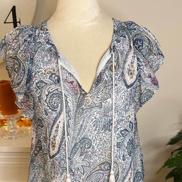 Lucky Brand Paisley Blouse - Blue and White - Picture 3 of 4